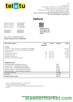TeleTu S p A utility business bill,  SCR